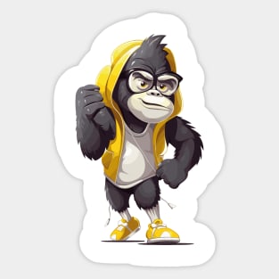 Cartoon monkey in a sweatshirt, ready for action ! Sticker